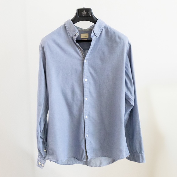 Selected Homme Heritage Slim Fit Button-Down Shirt - Light Blue - Size L - Picture 1 of 4
